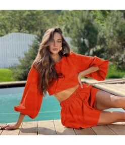 Balloon Sleeve Crop Tops & Pleated Shorts Casual Suits Wholesale Women'S 2 Piece Sets SON538644 -NIKA Clothing Shop c4cfb7af 940e 4218 a23e c22f2630715b db83572e2a455b2c11500ff1179070b5