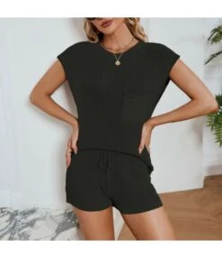 Loose Casual Solid Color Knitted Top Shorts Suit Wholesale Women'S Clothing -NIKA Clothing Shop c74683f633864b39bd99b01200b1ca25 4