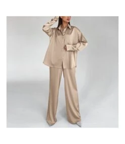 Comfortable Casual Loose Drape Shirt Wide Leg Pants Commuter Suit Wholesale Womens Clothing