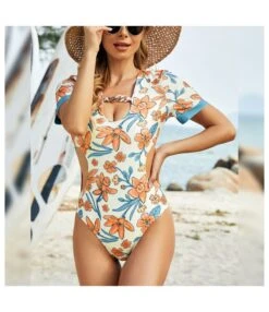 Floral Print Sleeveless Backless Wholesale One Piece Swimsuits SS168265