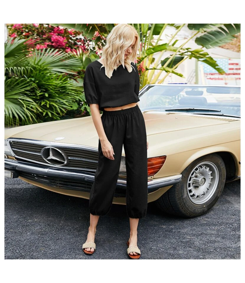 Casual Solid Color Wholesale Two Piece Sets Loose T Shirts & Pants Sets SO165498 5 Casual Solid Color Wholesale Two Piece Sets Loose T Shirts & Pants Sets SO165498 - Image 3