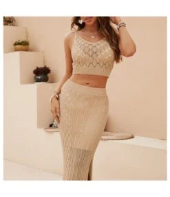 Rhombus Stripe Stitching Sleeveless Crop Tops Slit Skirt Suit Wholesale Women'S Clothing -NIKA Clothing Shop e28847968c12483bbfcfb00e012c3ca2 4