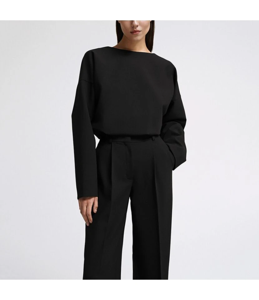 Simple Long-Sleeved Top And Wide-Leg Pants Commuting Two-Piece Set Wholesale Women Clothing SOV463821 6 Simple Long-Sleeved Top And Wide-Leg Pants Commuting Two-Piece Set Wholesale Women Clothing SOV463821 - Image 4